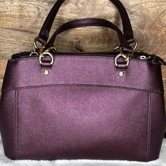 Coach Metallic Purple Cross Grain Mini Brooke Carryall Satchel-LIKE NEW - Picture 4 of 16